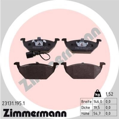 ZIMMERMANN Bremsbeläge | 23131.195.1