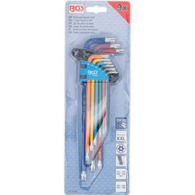 BGS Torx Winkelschlüssel-Satz Multicolour | extra lang | Kugelkopf | 9-tlg. | 74465