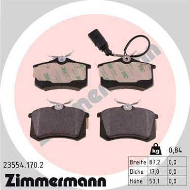 ZIMMERMANN Bremsbeläge | 23554.170.2