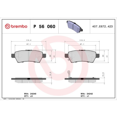 BREMBO Bremsklötze HA | NISSAN NP300, Pathfinder 04 | P 56 060