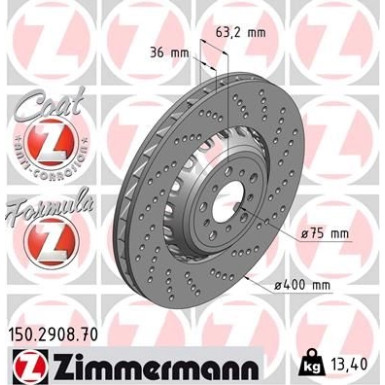 ZIMMERMANN Bremsscheibe | 150.2908.70