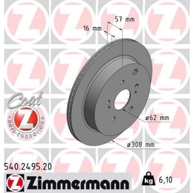 ZIMMERMANN Bremsscheibe | 540.2495.20