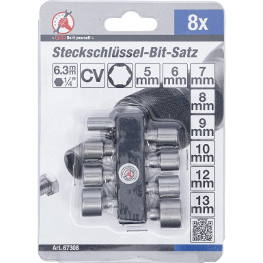 BGS Steckschlüssel-Bit-Satz | Antrieb Außensechskant 6,3 mm (1/4"""") | SW 5 - 13 mm | 8-tlg | 67308