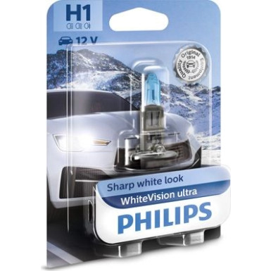 H1 12V 55W P14,5s WhiteVision Ultra 1St. Philips | 1Stk/Blister | 12258WVUB1