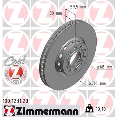 ZIMMERMANN Bremsscheibe | 100.1231.20