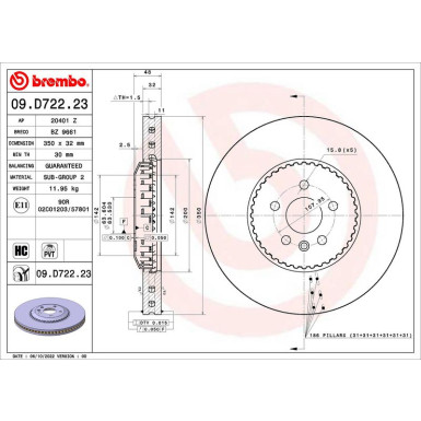 BREMBO Bremsscheibe | 09.D722.23