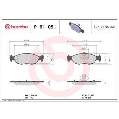 BREMBO Bremsklötze VA | CITROEN Saxo, Xsara PEUGEOT 106, 306 91-04 | P 61 051