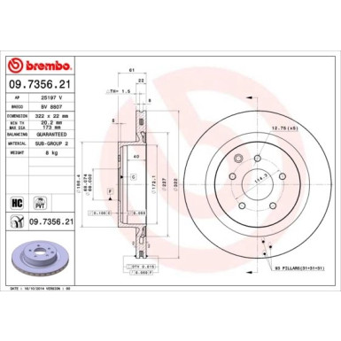 85 482 033 Bremsscheibe HA | NISSAN 350Z 03 | 09.7356.21