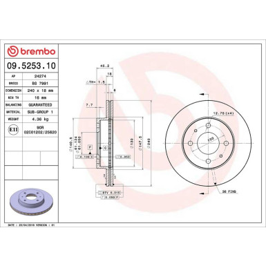 85 481 020 Bremsscheibe VA | NISSAN Sunny,100NX 86 | 09.5253.10