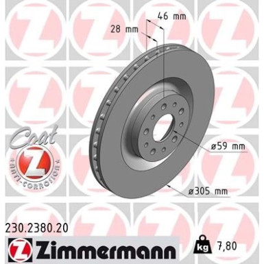 ZIMMERMANN Bremsscheibe | 230.2380.20