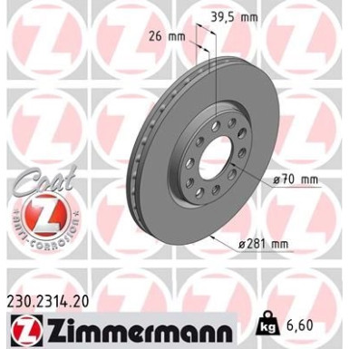 ZIMMERMANN Bremsscheibe | 230.2314.20