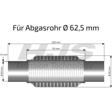 Flexrohr, Abgasanlage | Flexrohrverbinder DM 63mm | 83 00 8438