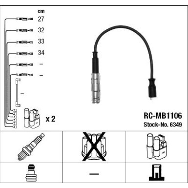 RC-MB1106 NGK | Zündkabelsatz | MERCEDES A-Klasse 05 | 6349