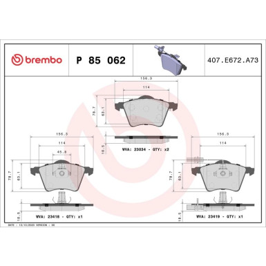 BREMBO Bremsklötze VA | FORD Galaxy SEAT Alhambra VW 96-10 | P 85 062