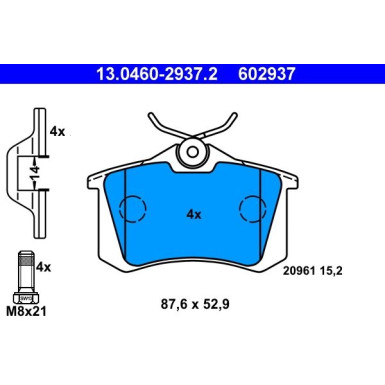 Bremsbelagsatz Vw T. Corrado/Golf/Jetta/Passat/Vento 83-02 | 13.0460-2937.2