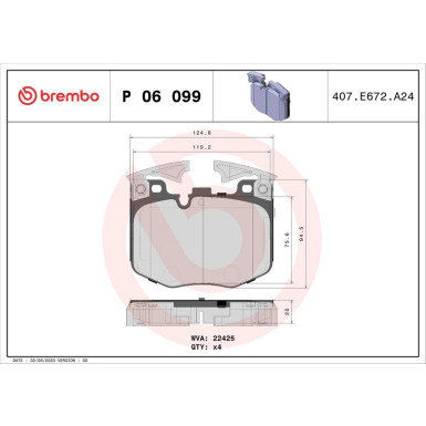 BREMBO Bremsklötze VA | BMW 3, 5, 6, 7, 8 17 | P 06 099