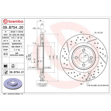 22 481 013 Bremsscheibe VA | MINI Clubmann, Coupe 05 | 09.B754.21