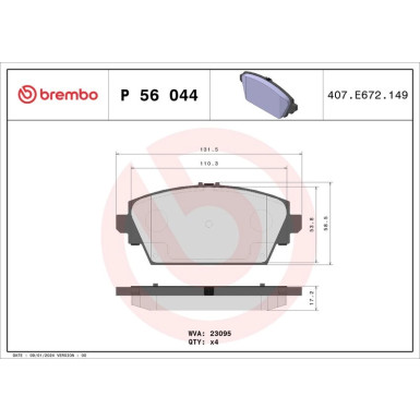 BREMBO Bremsklötze VA | NISSAN Almera, Primera 98-06 | P 56 044