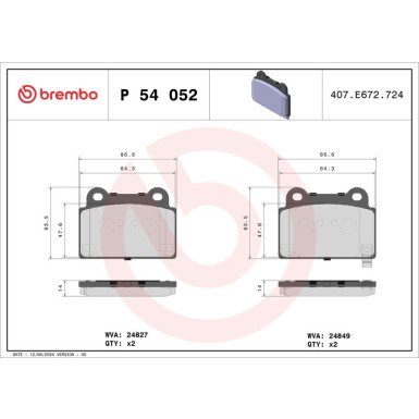 BREMBO Bremsklötze HA | MITSUBISHI Lancer EVO 08 | P 54 052