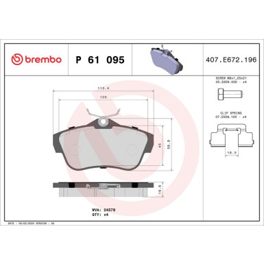 BREMBO Bremsklötze HA | CITROEN Jumpy PEUGEOT Expert 07 | P 61 095