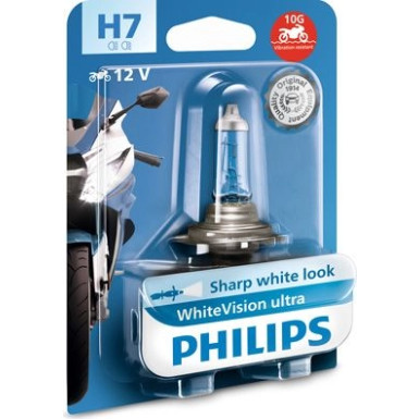 H7 12V 55W PX26d WhiteVision Ultra Moto 1st. Blister Philips | 12972WVUBW