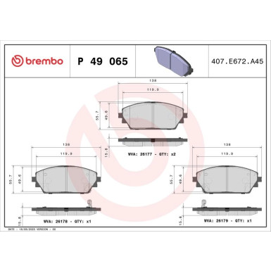 BREMBO Bremsklötze VA | MAZDA 3 18 | P 49 065