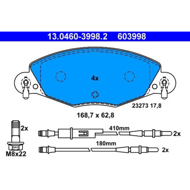 Bremsbelagsatz Citroen P. C5 2,0-2,2 Hdi/3,0 01 | 13.0460-3998.2