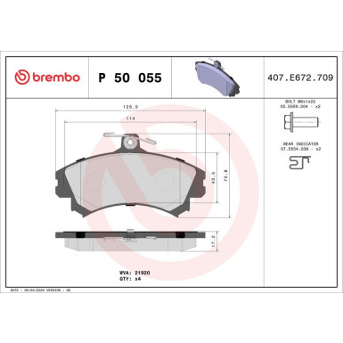 BREMBO Bremsklötze VA | MITSUBISHI Colt SMART ForFour 02-12 | P 50 055