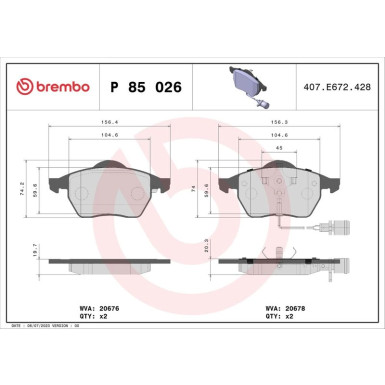 BREMBO Bremsklötze VA | AUDI A6, 100 90-97 | P 85 026