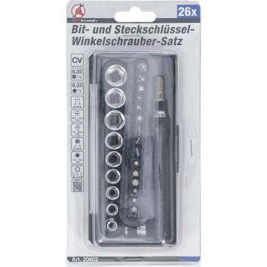 BGS Bit- und Steckschlüssel-/Winkelschrauber-Satz | Antrieb 6,3 mm (1/4"""") | 26-tlg | 20802