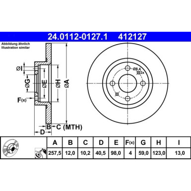 Bremsscheibe Fiat S. 500/Bravo/Brava/Panda 95 | 24.0112-0127.1