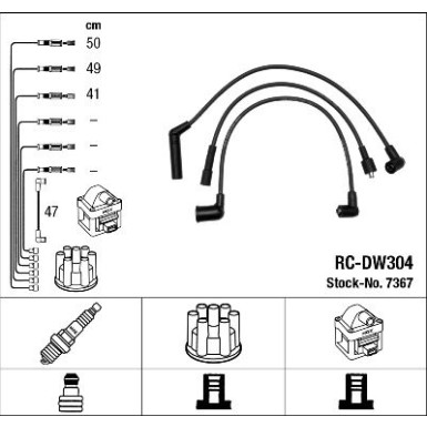 RC-DW304 NGK | Zündkabelsatz | CHEVROLET MATIZ 0.8,3.05 | 7367