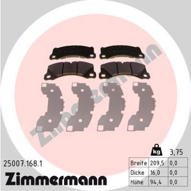 ZIMMERMANN Bremsbeläge | 25007.168.1