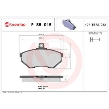 BREMBO Bremsklötze VA | SEAT Ibiza VW Golf 83-02 | P 85 015