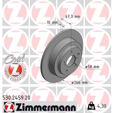 ZIMMERMANN Bremsscheibe | 530.2459.20