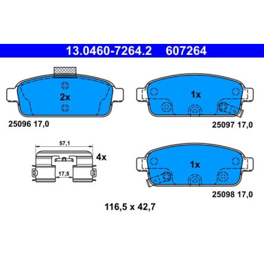 Bremsbelagsatz Opel T. Astra J 09-/Zafira C 11 | 13.0460-7264.2