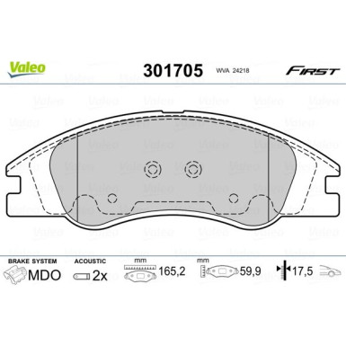 VALEO Bremsbeläge | 301705