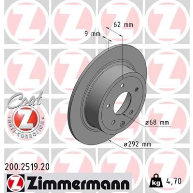 ZIMMERMANN Bremsscheibe | 200.2519.20