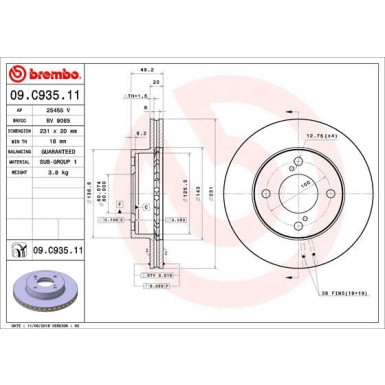 Bremsscheibe VA | SUZUKI Celerio 14 | 09.C935.11