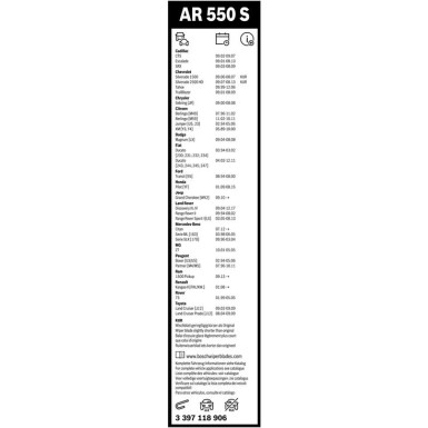 Scheibenwischer Aerotwin AR550S BOSCH | AUDI A4 A6 Rover 75 | 3397118906