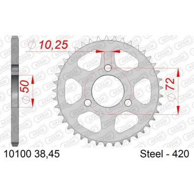 AFAM Kettenrad STAHL 45 Zähne | für 420 | 10100-45