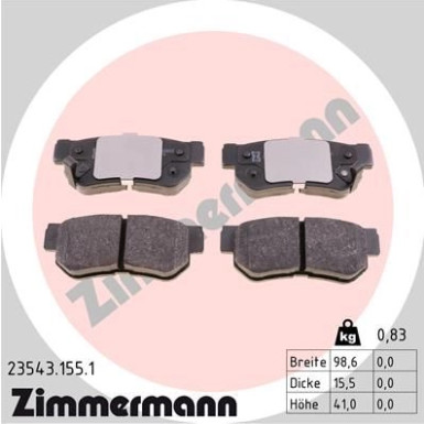 ZIMMERMANN Bremsbeläge | 23543.155.1