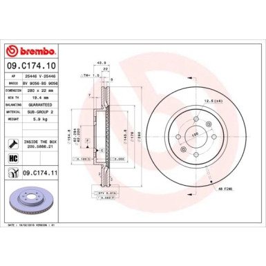 94 481 031 Bremsscheibe VA | KIA RIO 11 | 09.C174.11