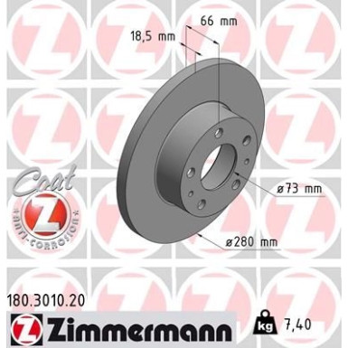 ZIMMERMANN Bremsscheibe | 180.3010.20