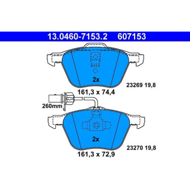 Bremsbelagsatz Vw P. Sharan/T4 1.8-2.8 90-10 Mit Sensor | 13.0460-7153.2