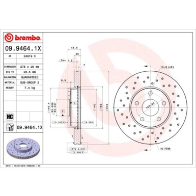 Bremsscheibe VA Xtra | FORD Focus,C-Max,VOLVO C30,S40 03 | 09.9464.1X