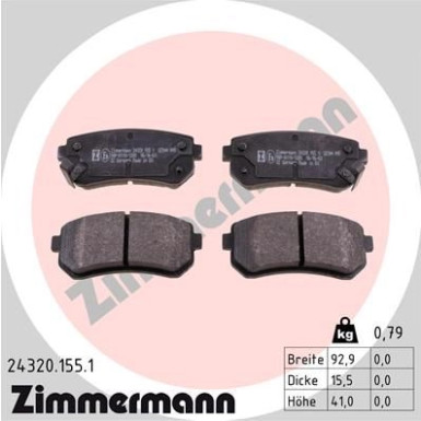 ZIMMERMANN Bremsbeläge | 24320.155.1