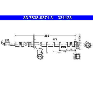 ATE Bremsschlauch | 83.7838-0371.3