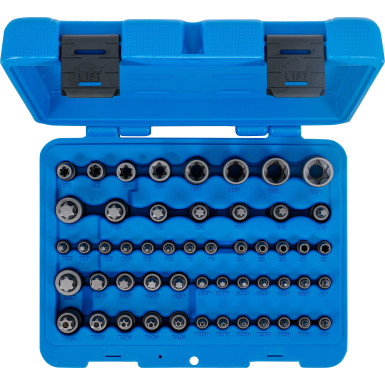 BGS Bit-Einsatz- und Steckschlüssel-Einsatz-Satz | E-Profil / T-Profil (für Torx) / T-Profil (für Torx) mit Bohrung / TP-Profil (für Torx Plus) | 52-tlg | 9839