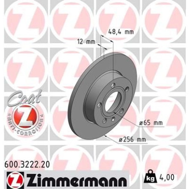 ZIMMERMANN Bremsscheibe | 600.3222.20